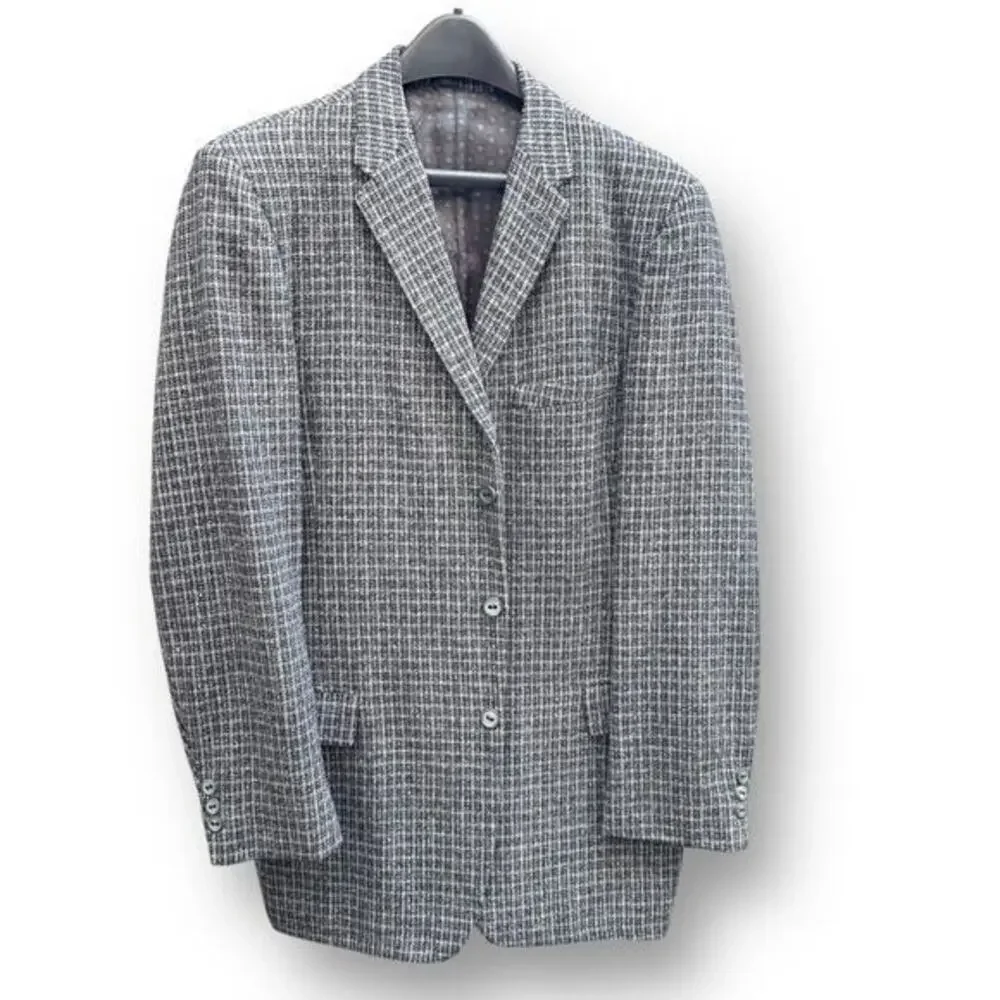 1960s 39L Mens Wool Sport Coat Gray Black Check Star Clothing Co. 3-Button VNTG